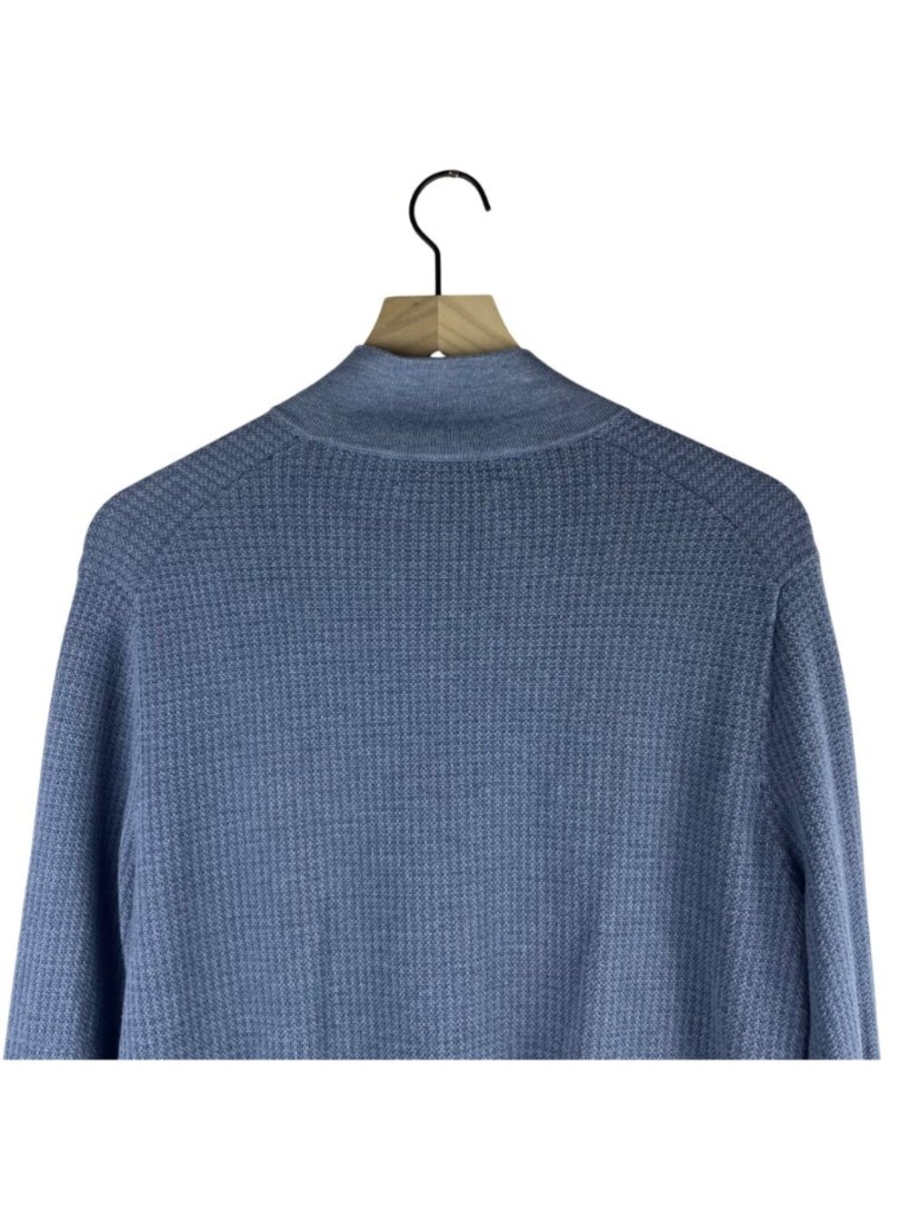 Brooks Brothers Supima Cotton Blue Full-Zip Sweater Medium Waffle Knit Design - Picture 8 of 11